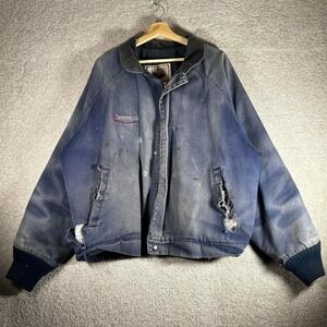Vintage distressed and faded Santa Fe style zip up blue workwear jacket